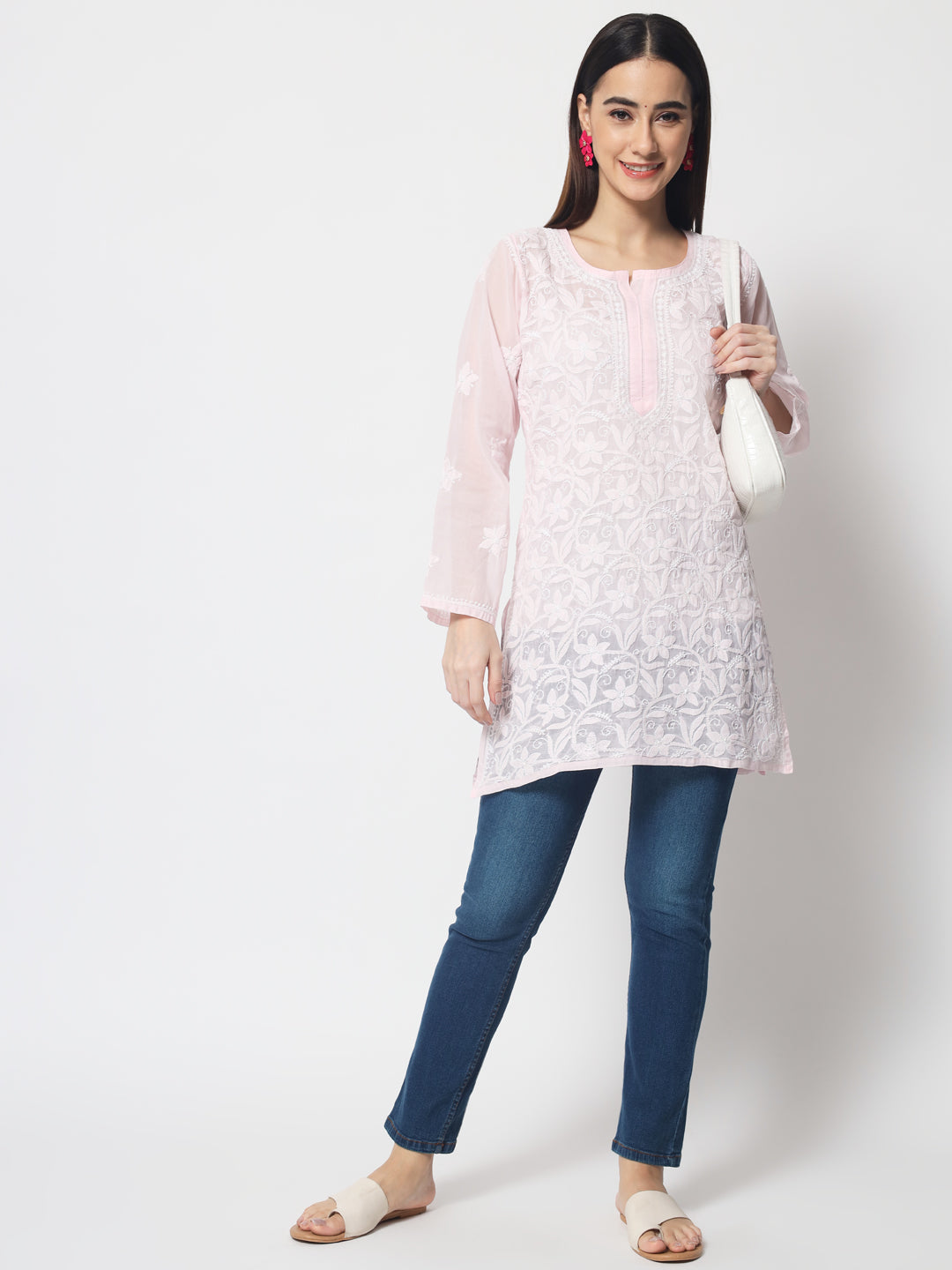 Women Hand Embroidered Chikankari Cotton Kurti PC3591