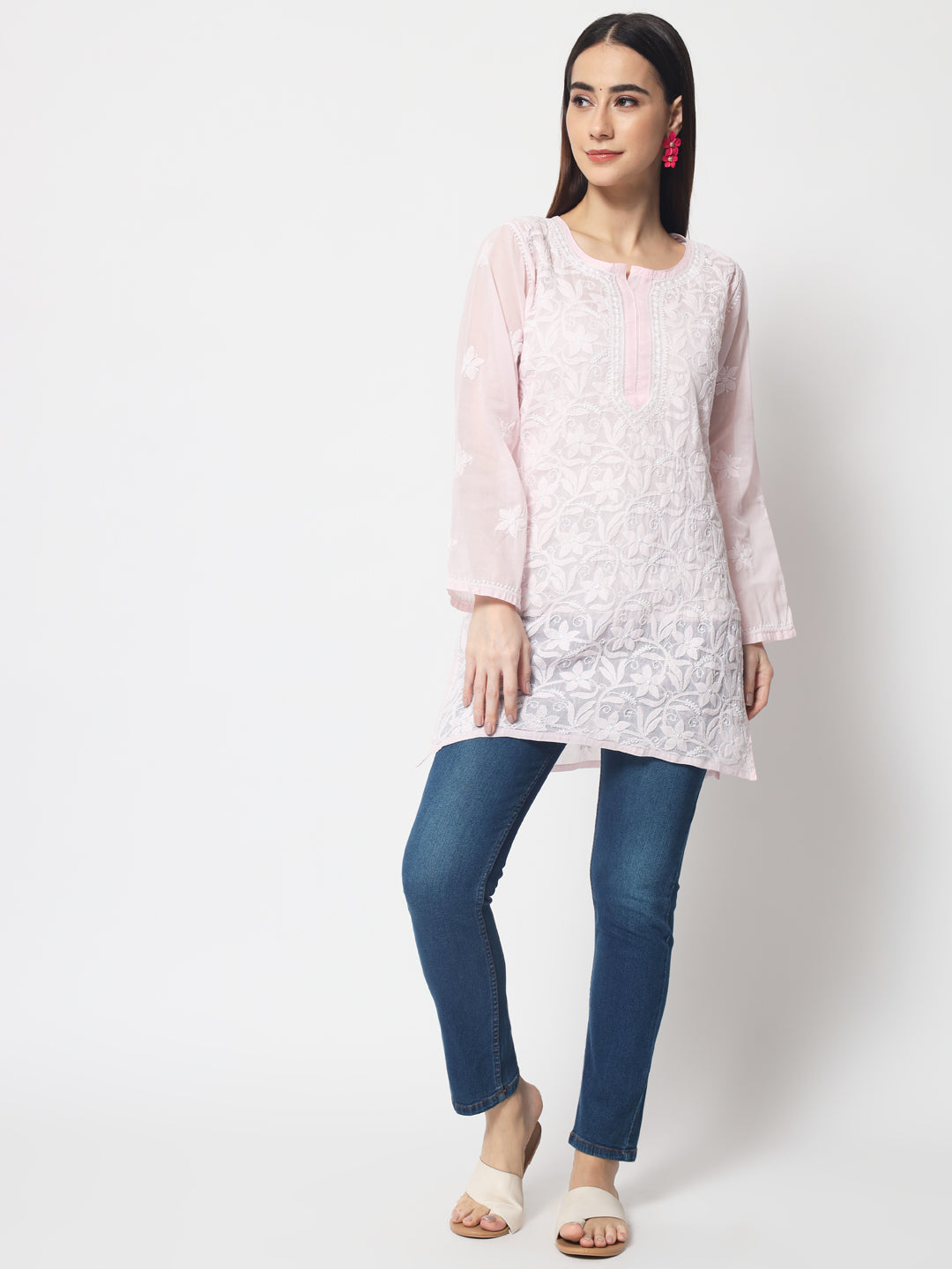 Women Hand Embroidered Chikankari Cotton Kurti PC3591