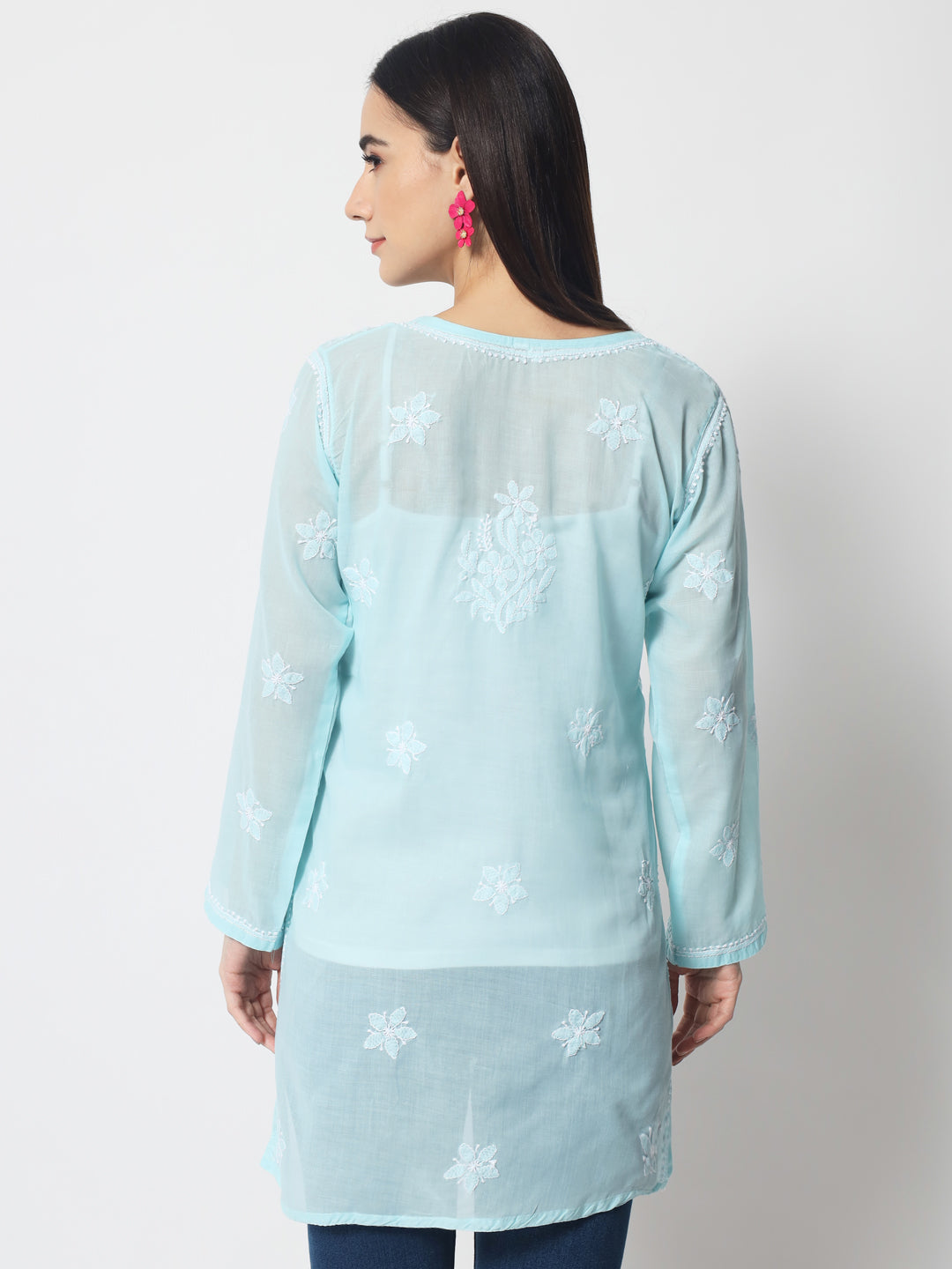 Women Hand Embroidered Chikankari Cotton Kurti PC3591