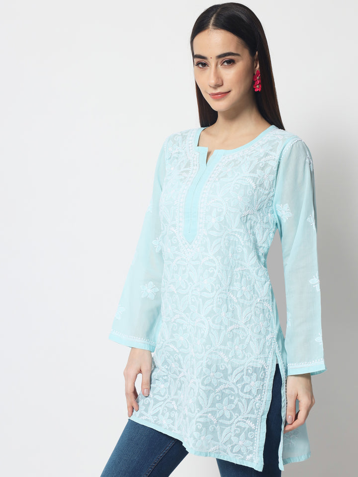 Women Hand Embroidered Chikankari Cotton Kurti PC3591