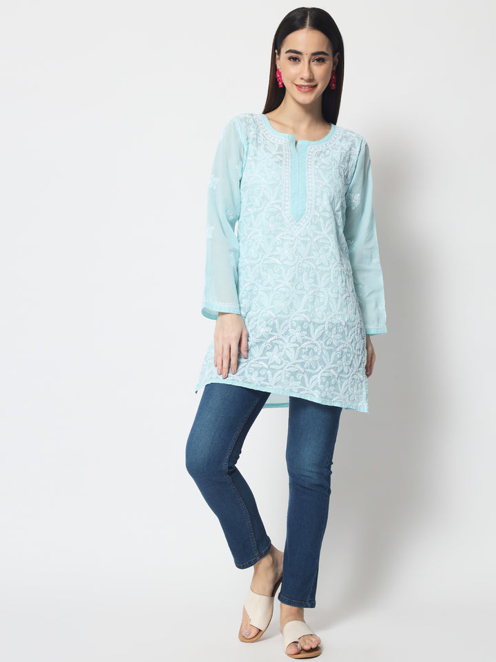 Women Hand Embroidered Chikankari Cotton Kurti PC3591