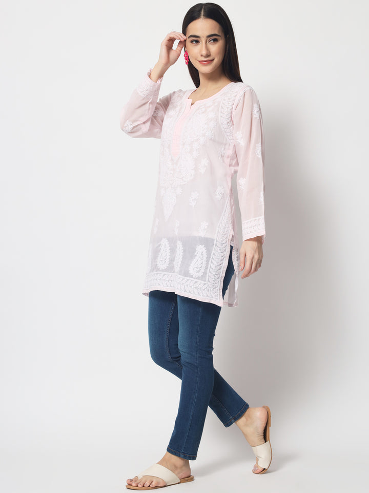 Women Hand Embroidered Chikankari Cotton Kurti PC3595