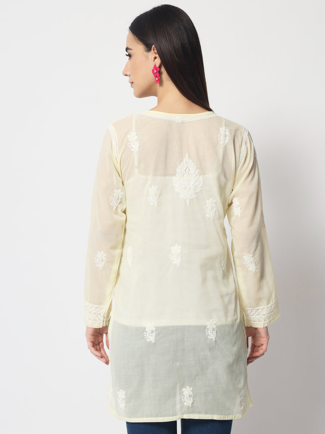 Women Hand Embroidered Chikankari Cotton Kurti PC3595