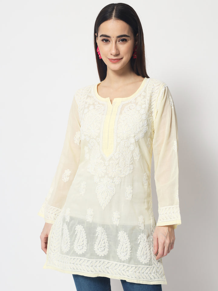 Women Hand Embroidered Chikankari Cotton Kurti PC3595