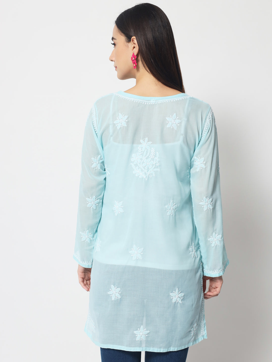 Women Hand Embroidered Chikankari Cotton Kurti PC3595