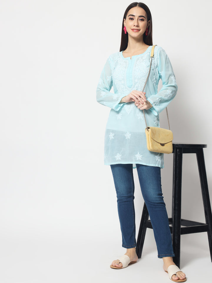 Women Hand Embroidered Chikankari Cotton Kurti PC3595