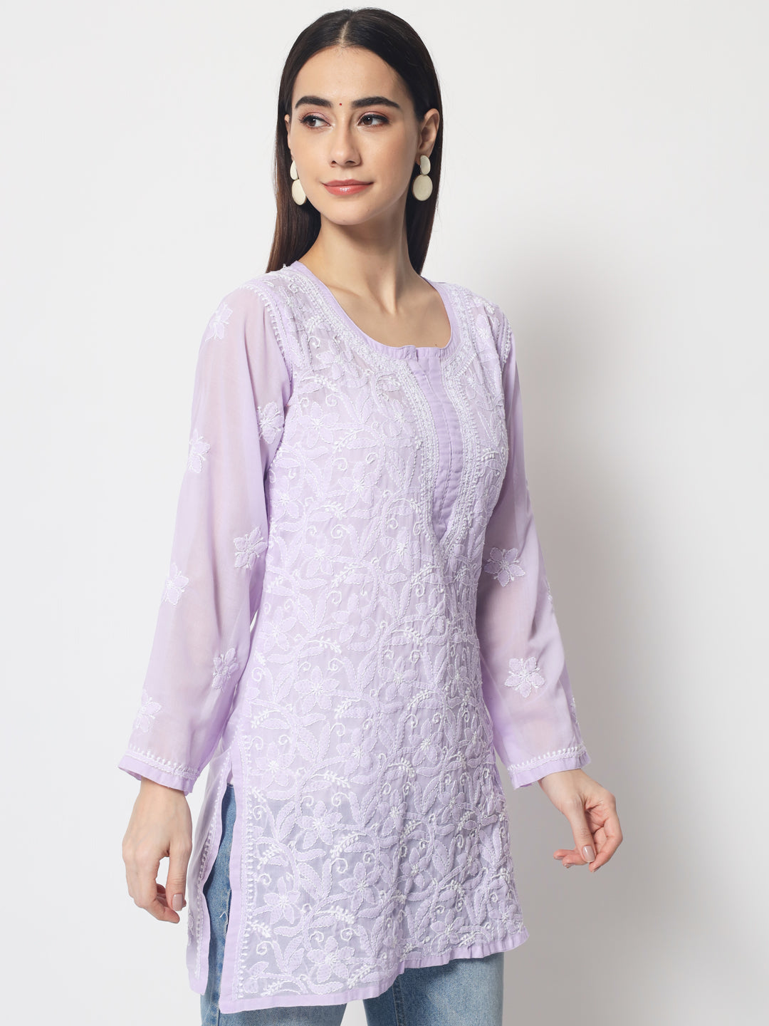 Women Hand Embroidered Chikankari Cotton Kurti PC3591