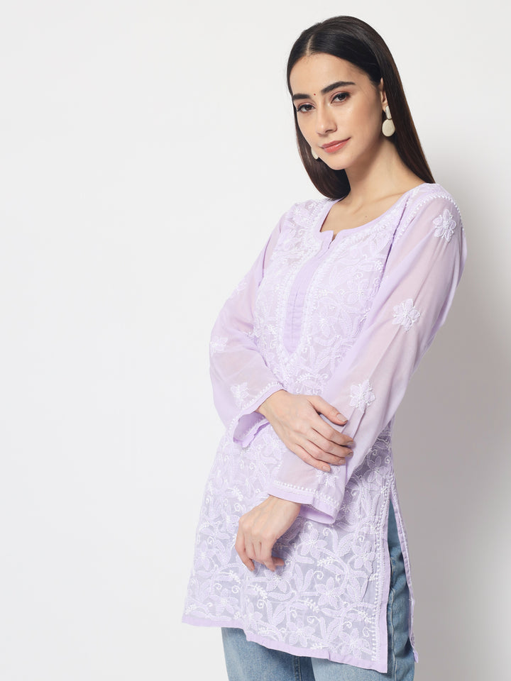 Women Hand Embroidered Chikankari Cotton Kurti PC3591