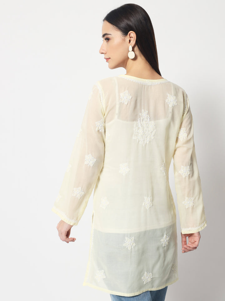 Women Hand Embroidered Chikankari Cotton Kurti PC3591