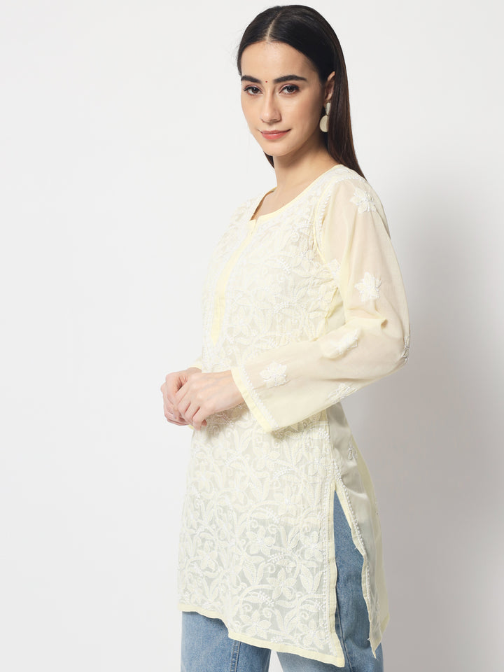 Women Hand Embroidered Chikankari Cotton Kurti PC3591