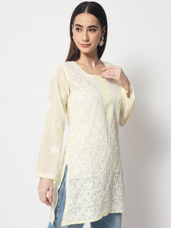 Women Hand Embroidered Chikankari Cotton Kurti PC3591