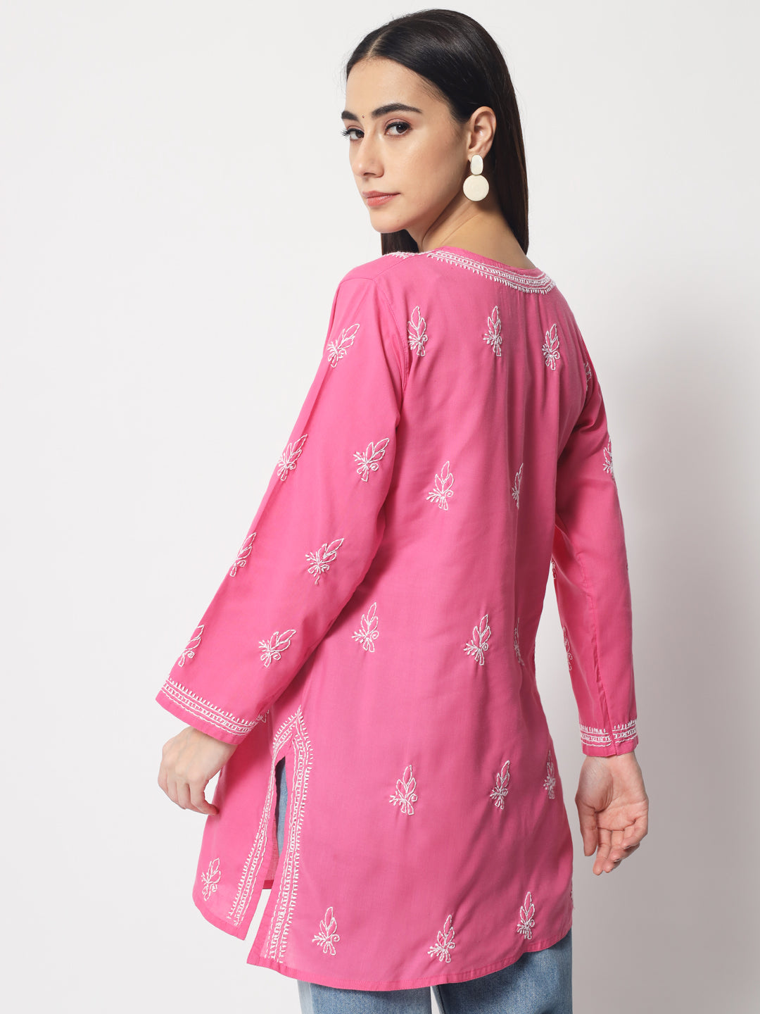 Women Hand Embroidered Chikankari Cotton Kurti PC3602