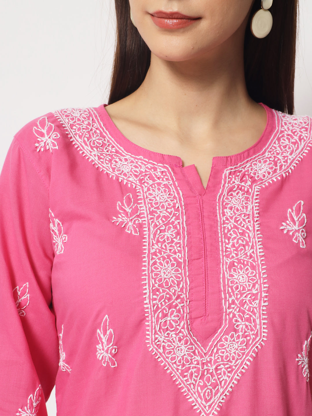 Women Hand Embroidered Chikankari Cotton Kurti PC3602