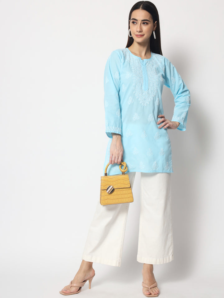 Women Hand Embroidered Chikankari Cotton Kurti PC3602