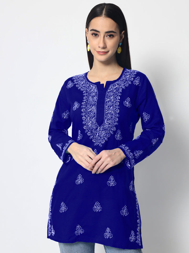 Women Hand Embroidered Chikankari Cotton Kurti PC3602