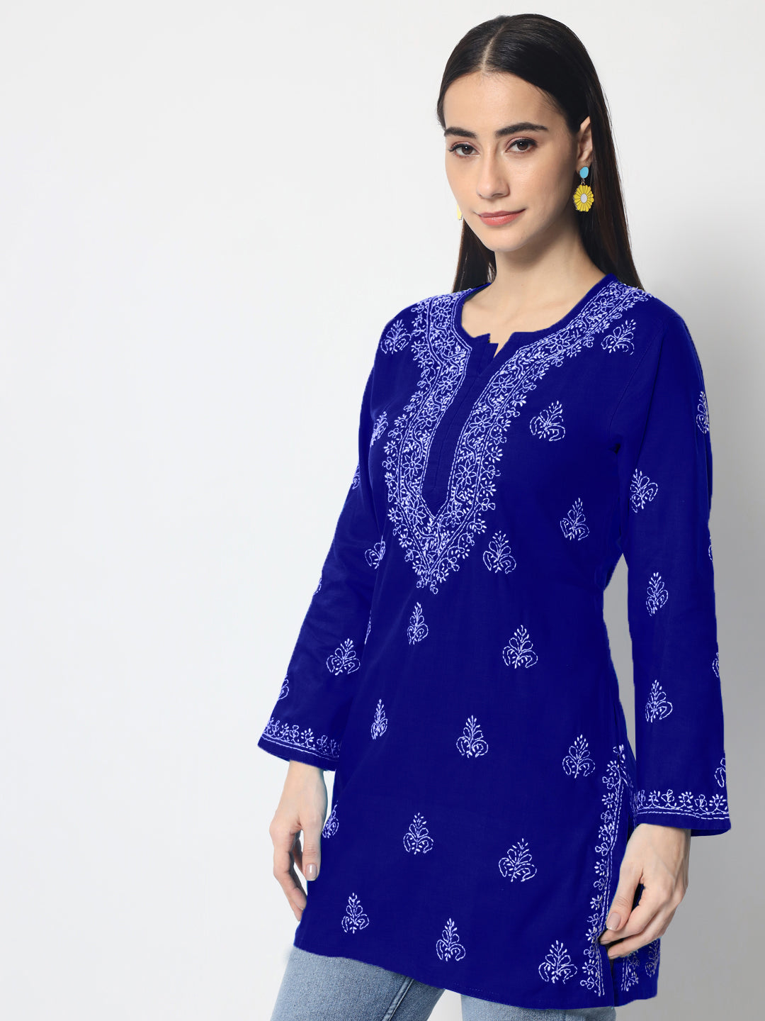 Women Hand Embroidered Chikankari Cotton Kurti PC3602