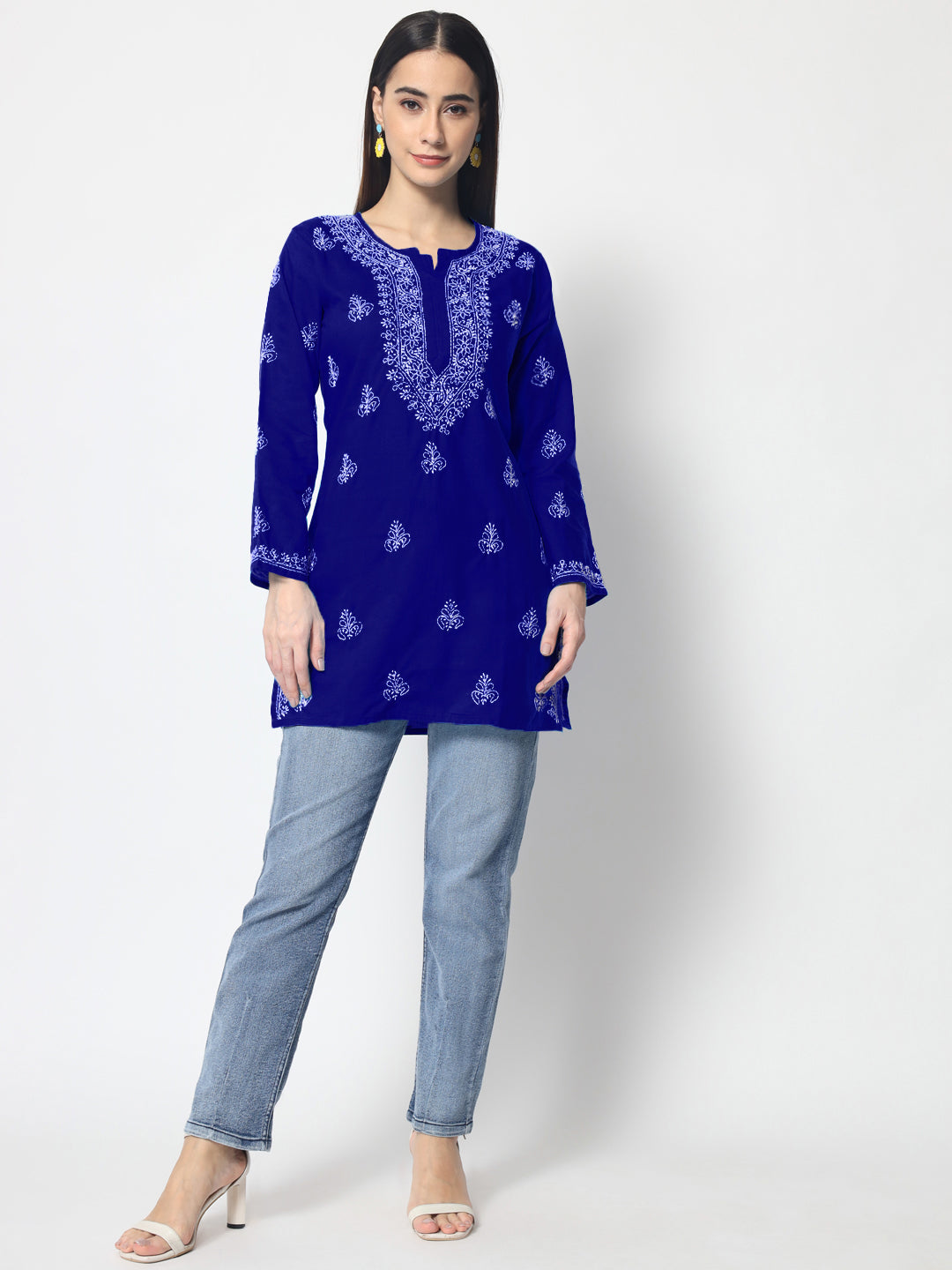 Women Hand Embroidered Chikankari Cotton Kurti PC3602