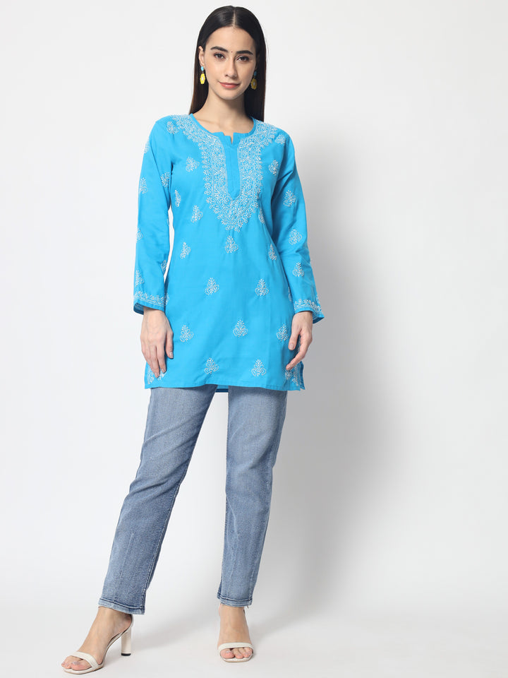 Women Hand Embroidered Chikankari Cotton Kurti PC3602