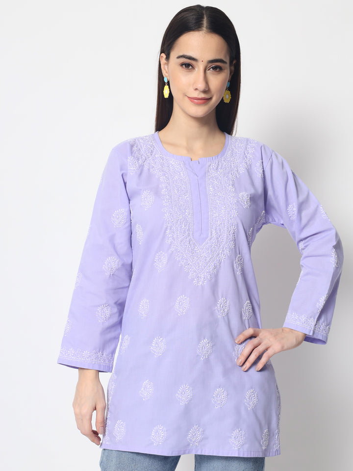 Women Hand Embroidered Chikankari Cotton Kurti PC3602