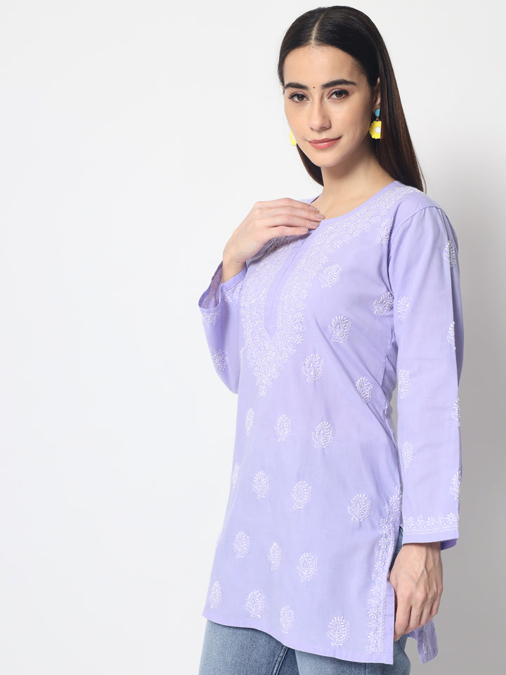 Women Hand Embroidered Chikankari Cotton Kurti PC3602