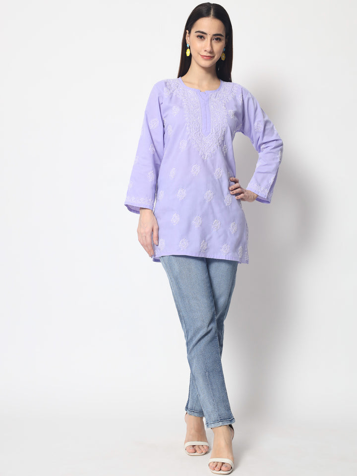 Women Hand Embroidered Chikankari Cotton Kurti PC3602