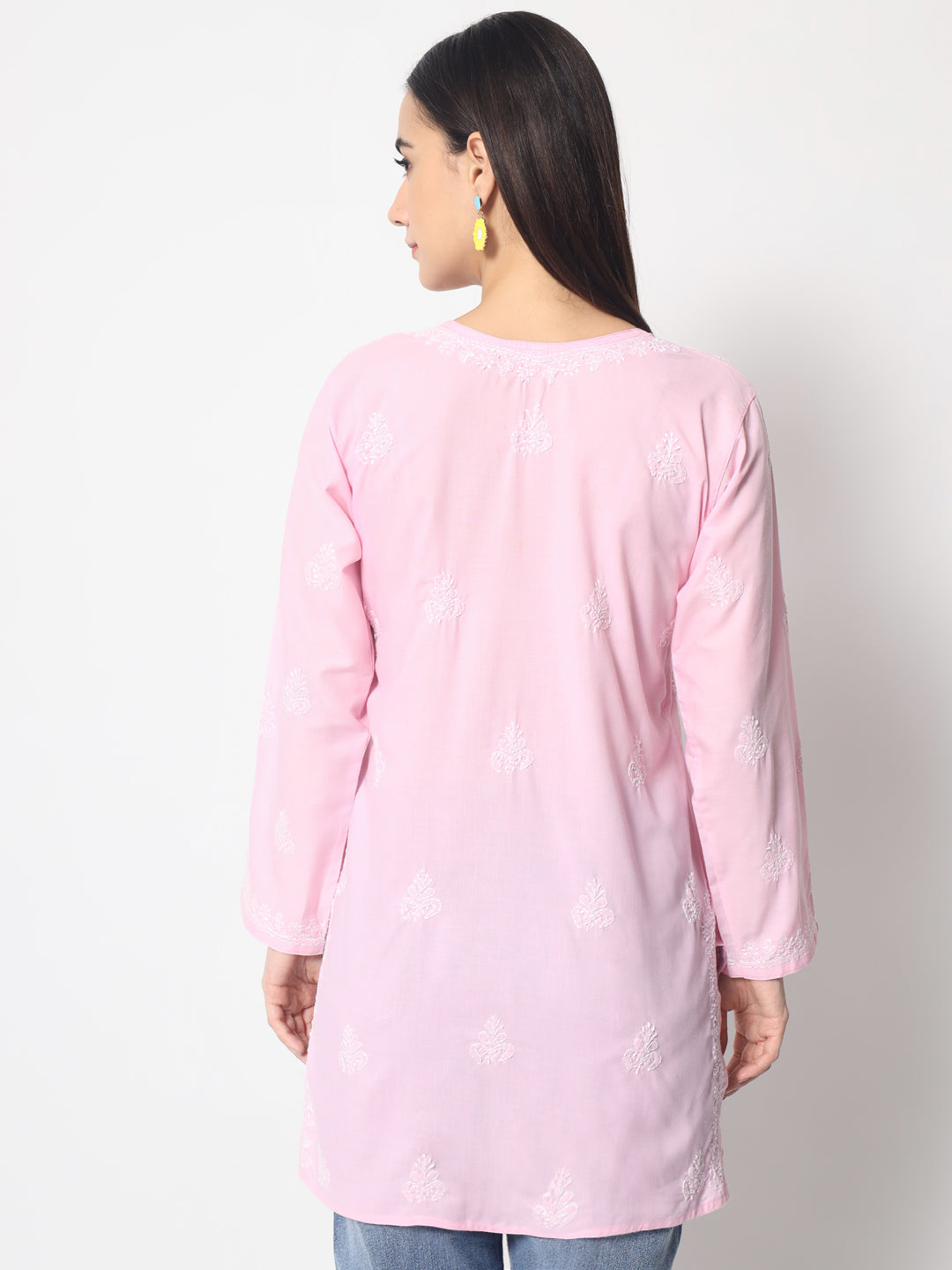 Women Hand Embroidered Chikankari Cotton Kurti PC3602