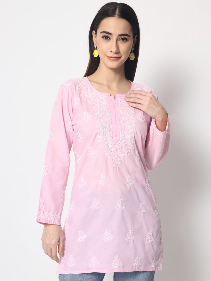 Women Hand Embroidered Chikankari Cotton Kurti PC3602