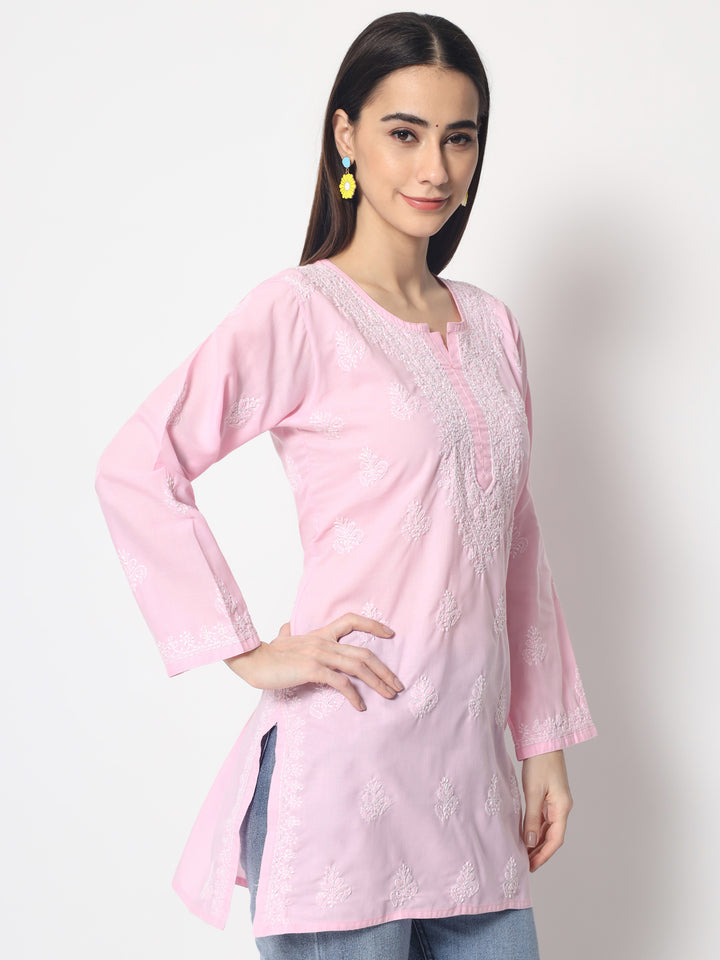 Women Hand Embroidered Chikankari Cotton Kurti PC3602