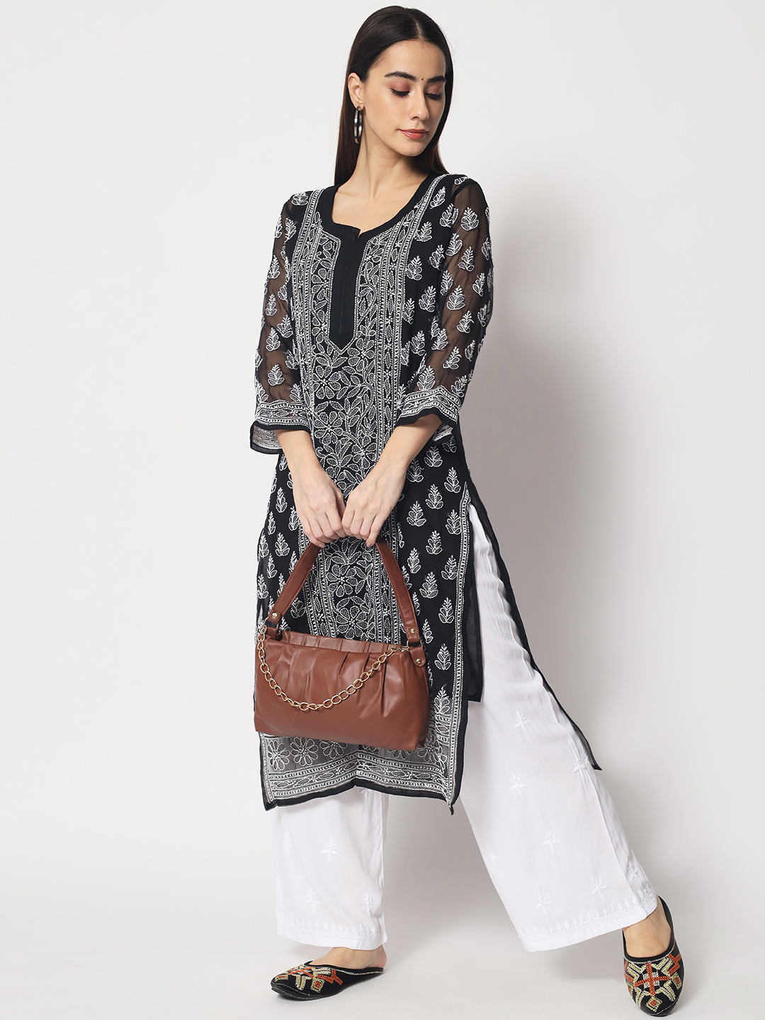 Women Hand Embroidered Chikankari Palazzos - PC3598