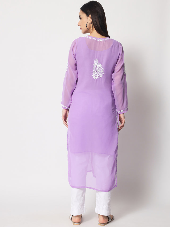 Hand Embroidered Georgette Straight Kurta With Matching Slip-PC3512