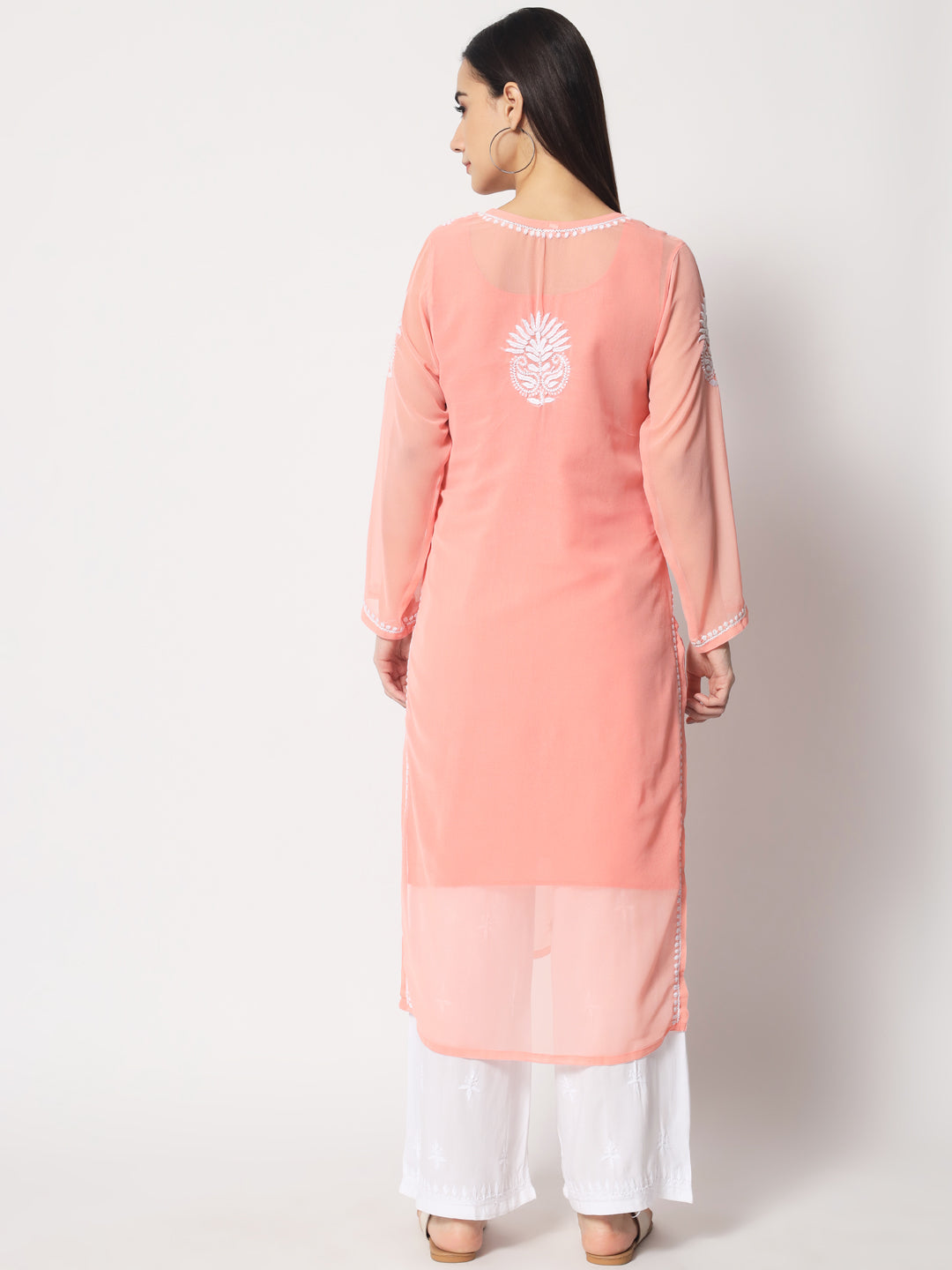 Hand Embroidered Georgette Straight Kurta With Matching Slip-PC3512