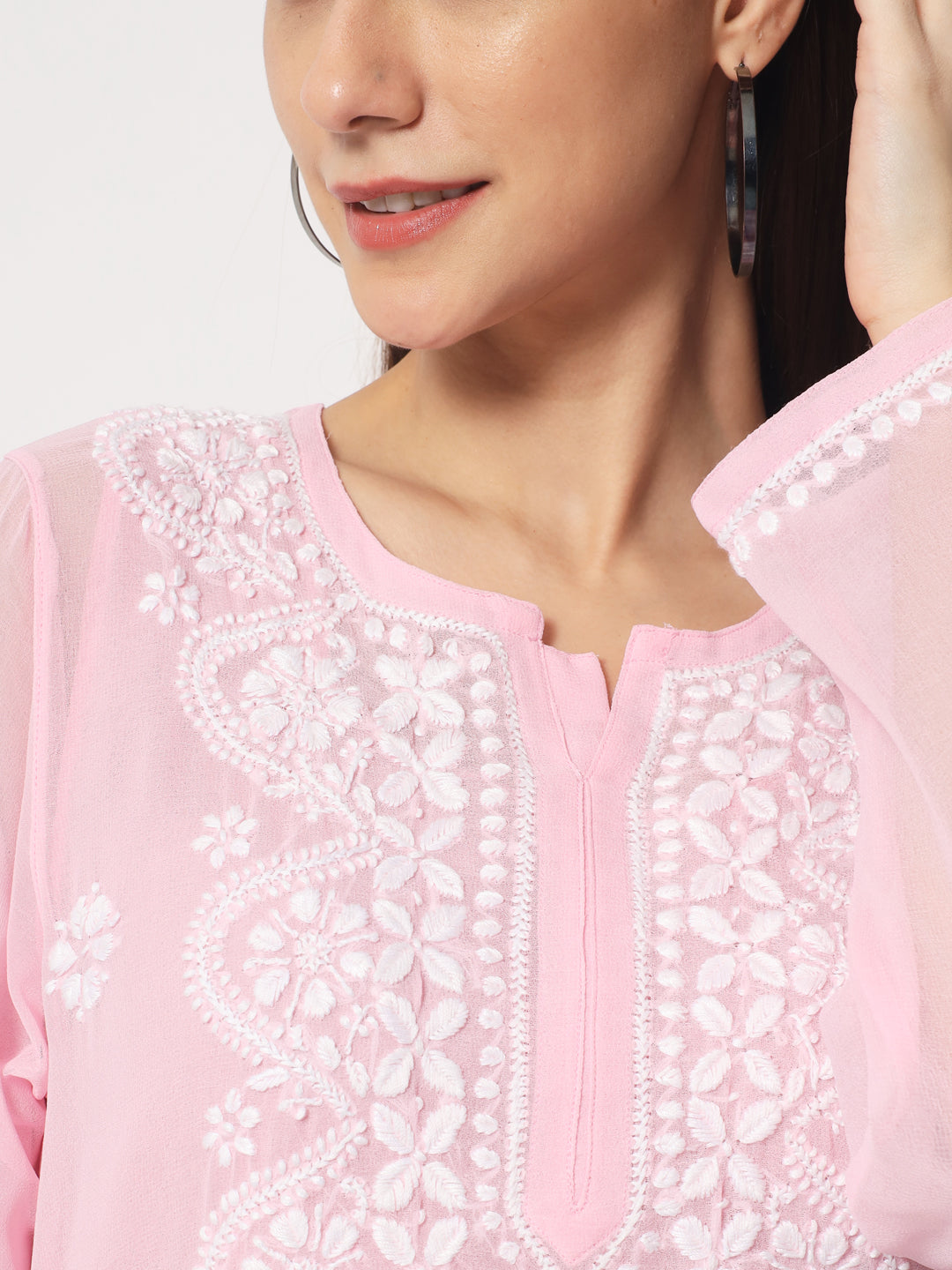 Hand Embroidered Georgette Straight Kurta With Matching Slip-PC3512