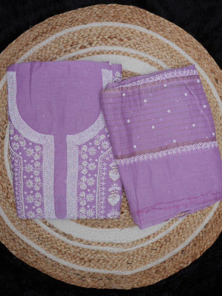 Women Hand Embroidered Chanderi Chikankari Dress Material PCSCA85205FS-MAUVE