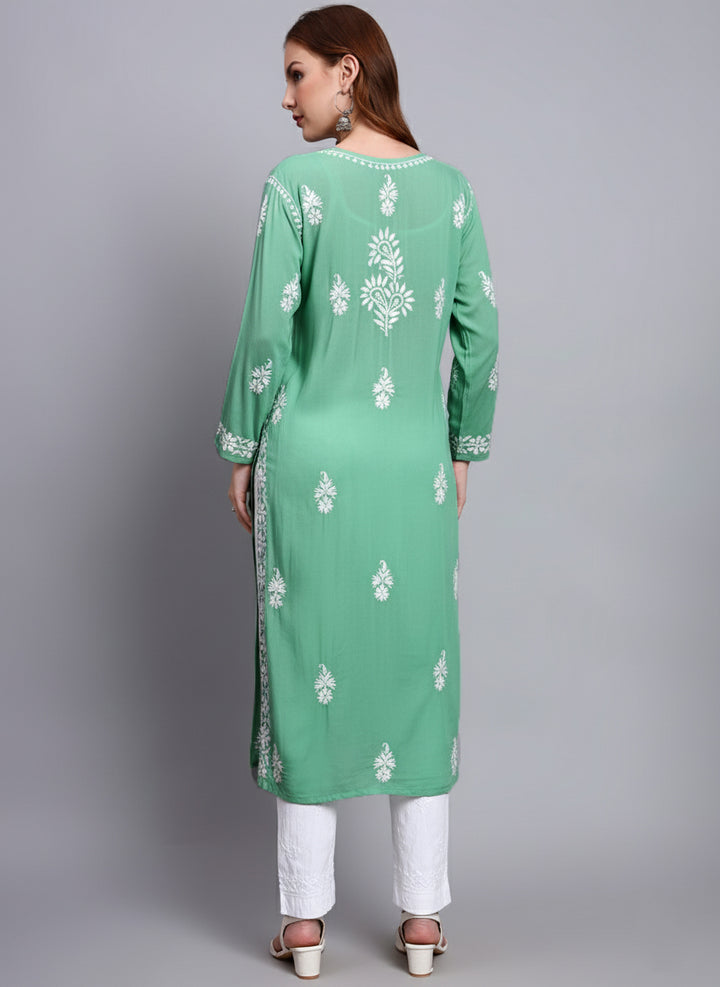 Hand Embroidered Chikankari Modal Straight Kurta- PC4042