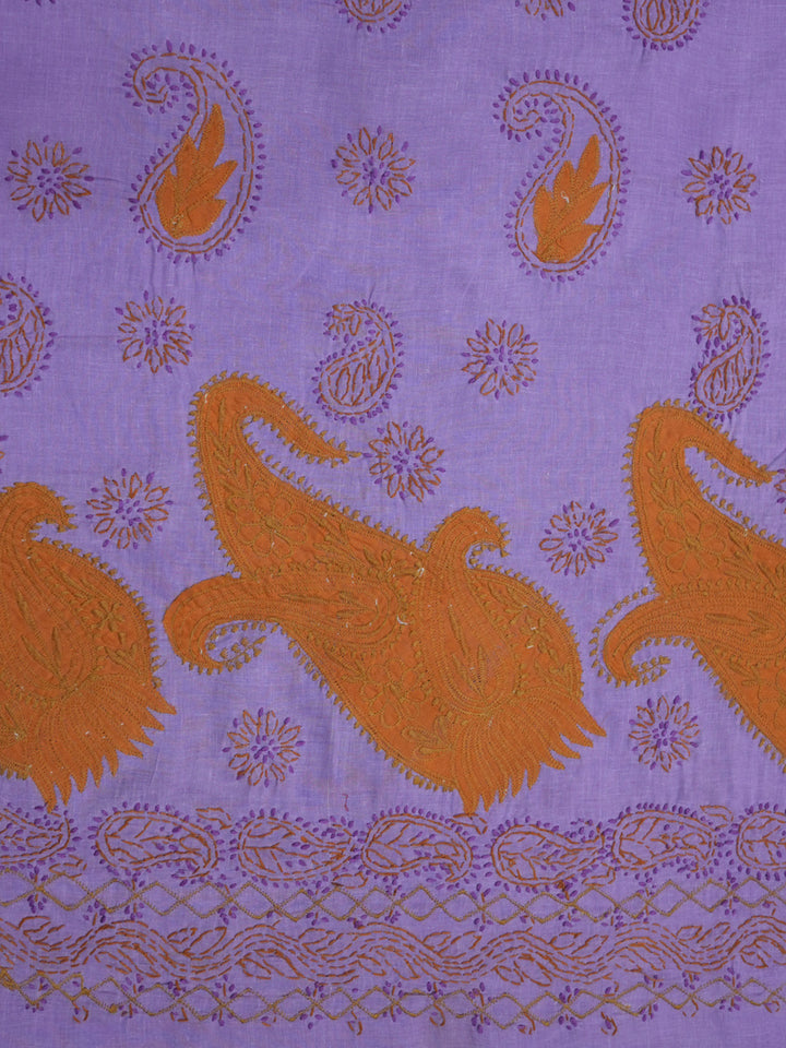 women hand embroidered chikankari cotton dressmaterial PC4120-PURPLE11