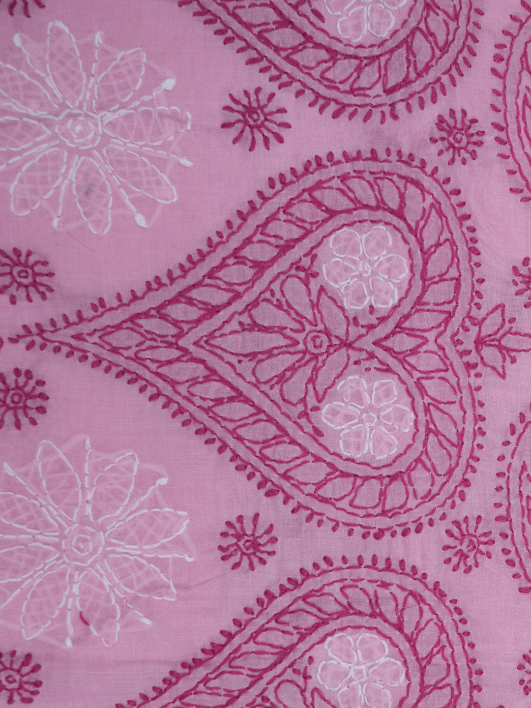 Hand Embroidered Chikankari Cotton Saree PCSAR01 Pink