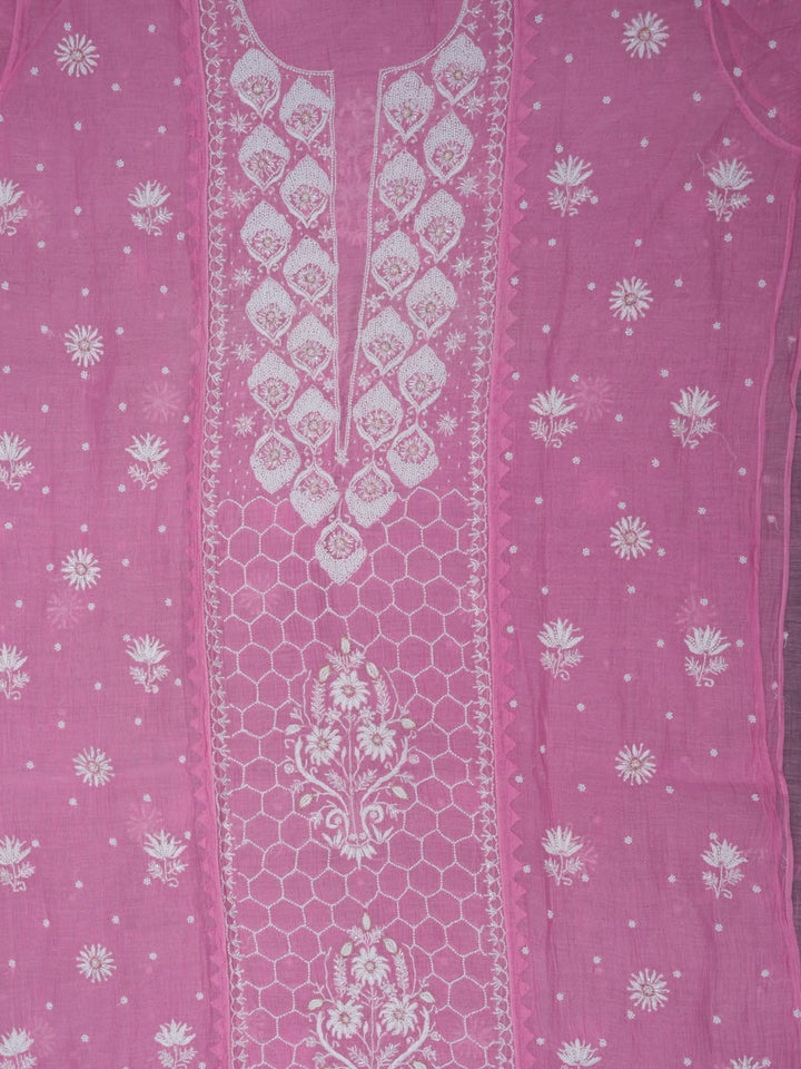 Women Hand Embroidered Chanderi Chikankari Dress Material PCSCA85201FS-PINK
