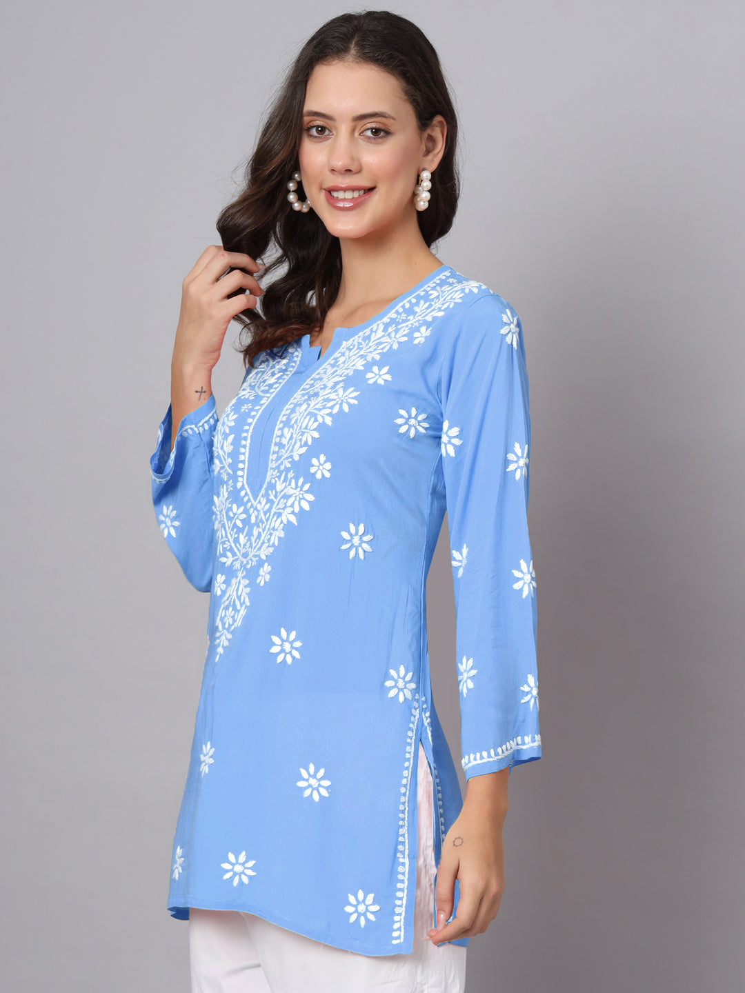 Women Hand Embroidered Chikankari Modal Kurti PC3611