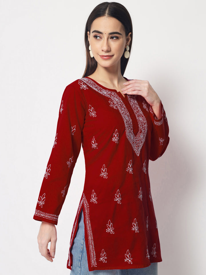 Women Hand Embroidered Chikankari Cotton Kurti PC3602