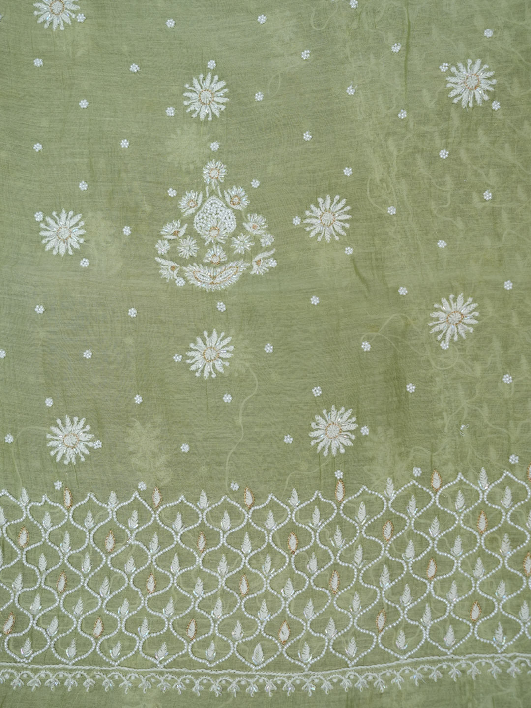 Women Hand Embroidered Chanderi Chikankari Dress Material PCSCA85203FS-PISTAGREEN