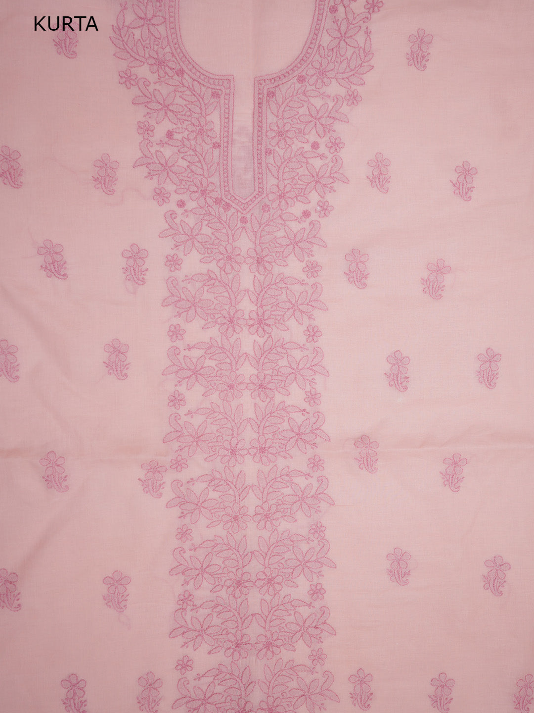 Women Hand Embroidered Chikankari Cotton Dressmaterial PCSCU00406FS-Peach