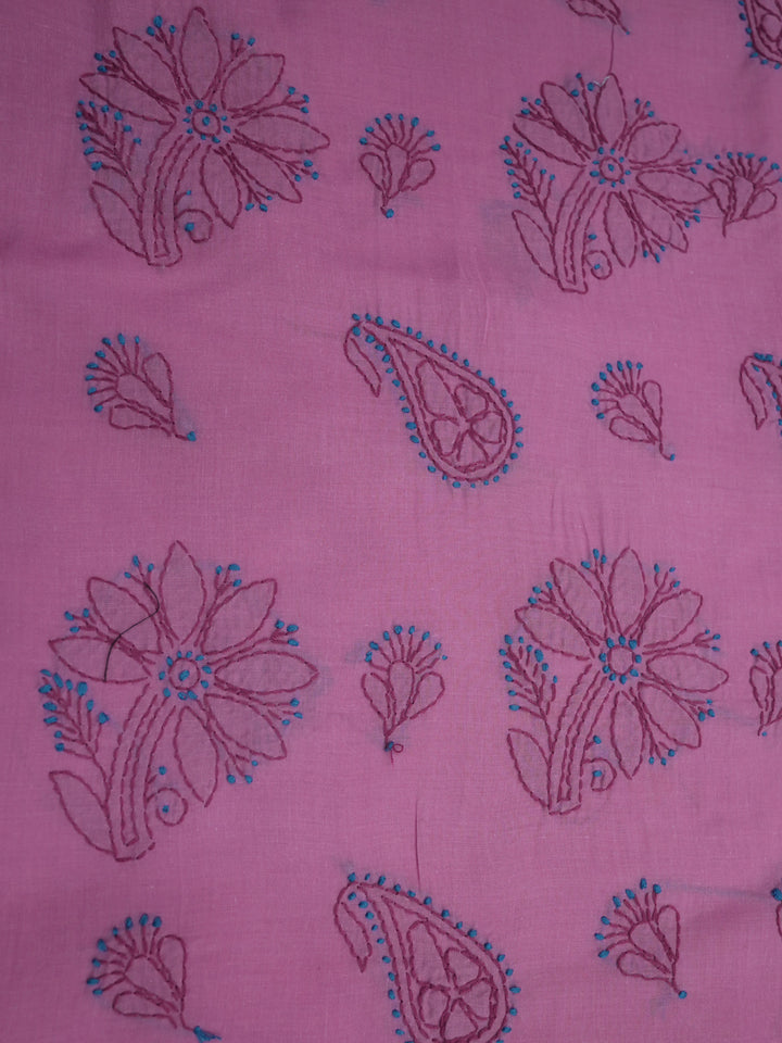 women hand embroidered chikankari cotton dressmaterial PC4120-PINK15