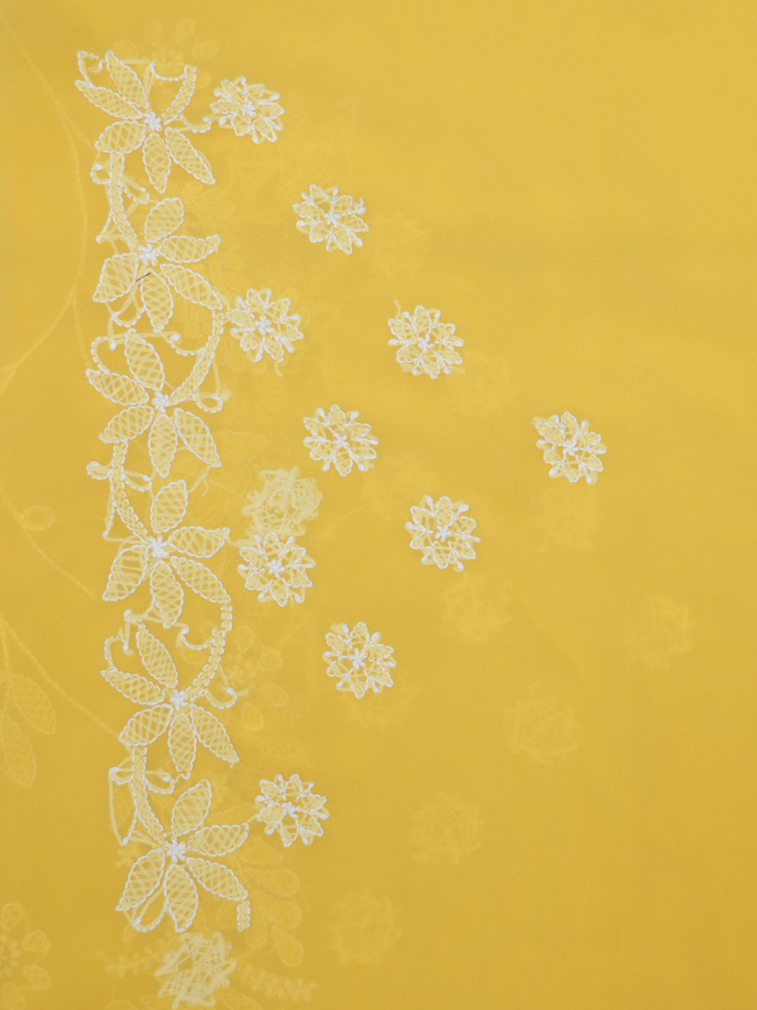 Hand Embroidered Chikankari Georgette Saree PCSAR03 Yellow