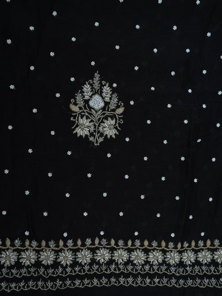 Women Hand Embroidered Chanderi Chikankari Dress Material PCSCA85205FS-BLACK