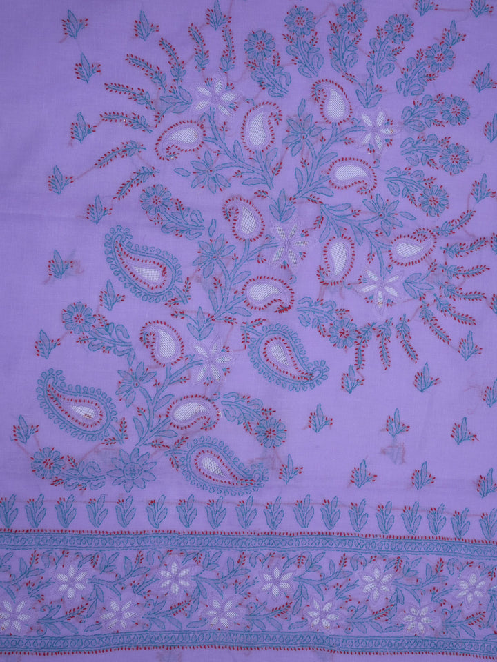 women hand embroidered chikankari cotton dressmaterial PC4120-PURPLE19