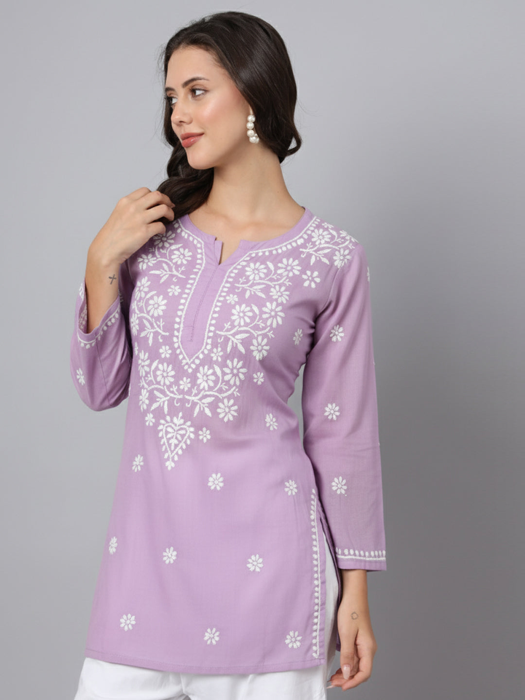 Women Hand Embroidered Chikankari Modal Kurti PC3611