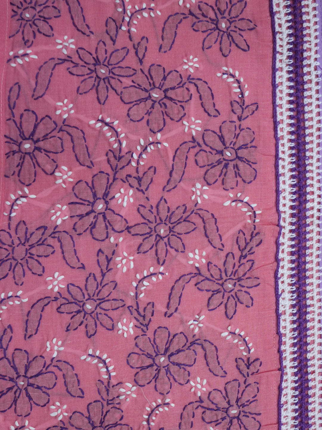 women hand embroidered chikankari cotton dressmaterial PC4120-MAUVE14