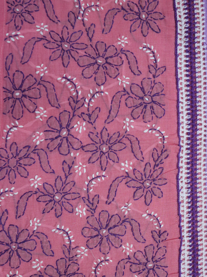 women hand embroidered chikankari cotton dressmaterial PC4120-MAUVE14