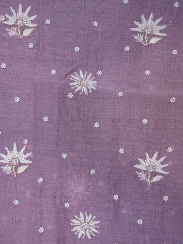 Women Hand Embroidered Chanderi Chikankari Dress Material PCSCA85203FS-LAVENDER