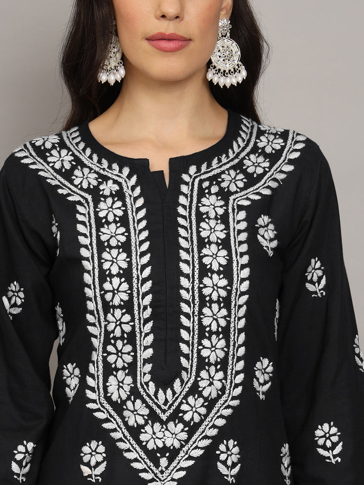 Hand Embroidered Chikankari Mulmul Cotton Straight Kurta- PC3839